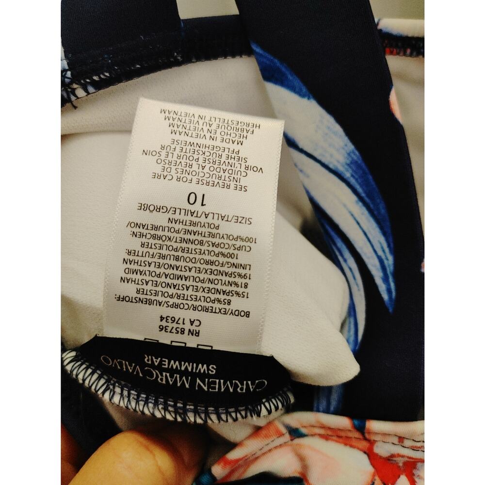 Carmen Marc Valvo Swimsuit One Piece Mesh Detail Floral Sz 10 NWT - Picture 6 of 6